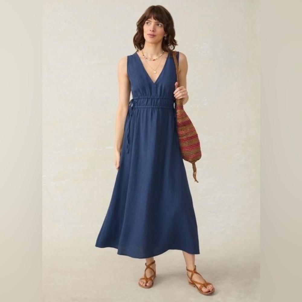 NWT Faherty Sandbar Dress in Deep Sea Navy size XS